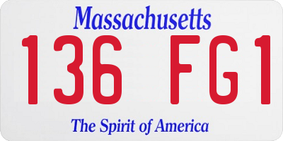 MA license plate 136FG1