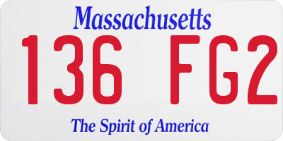 MA license plate 136FG2
