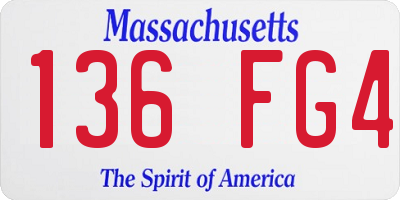 MA license plate 136FG4