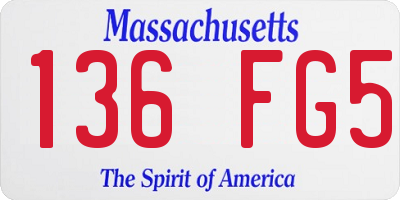 MA license plate 136FG5