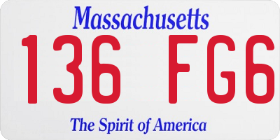 MA license plate 136FG6