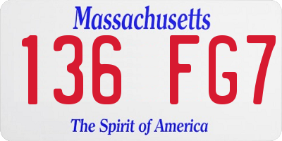 MA license plate 136FG7