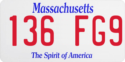 MA license plate 136FG9