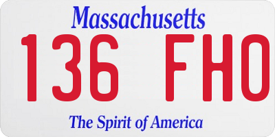 MA license plate 136FH0