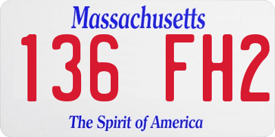 MA license plate 136FH2