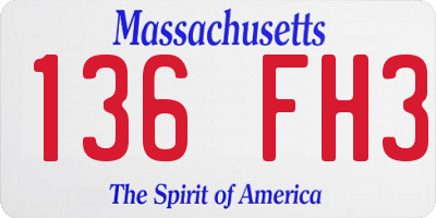 MA license plate 136FH3