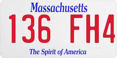 MA license plate 136FH4