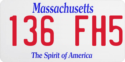 MA license plate 136FH5
