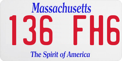 MA license plate 136FH6