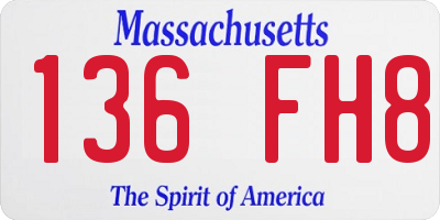 MA license plate 136FH8