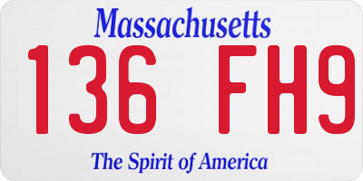 MA license plate 136FH9