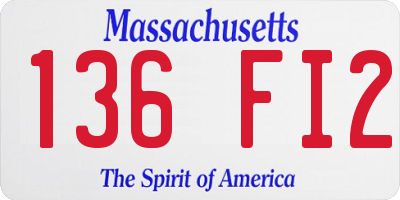 MA license plate 136FI2