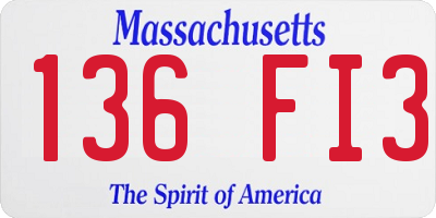 MA license plate 136FI3