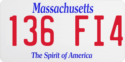 MA license plate 136FI4