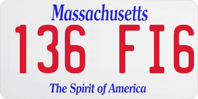 MA license plate 136FI6
