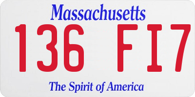MA license plate 136FI7