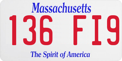 MA license plate 136FI9