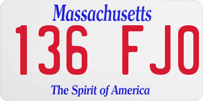 MA license plate 136FJ0
