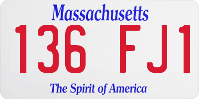 MA license plate 136FJ1