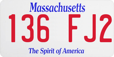 MA license plate 136FJ2