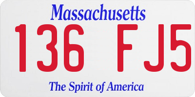 MA license plate 136FJ5