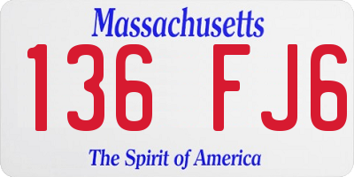 MA license plate 136FJ6