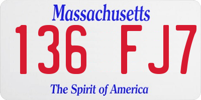 MA license plate 136FJ7