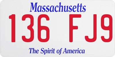 MA license plate 136FJ9