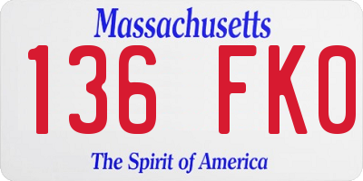 MA license plate 136FK0