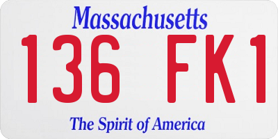 MA license plate 136FK1
