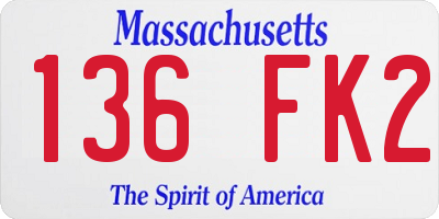 MA license plate 136FK2