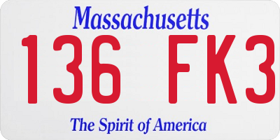MA license plate 136FK3