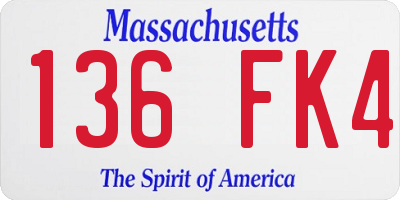MA license plate 136FK4
