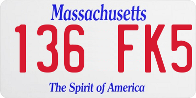 MA license plate 136FK5