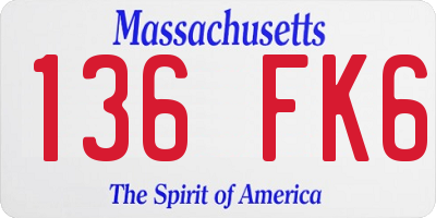 MA license plate 136FK6