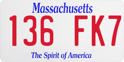 MA license plate 136FK7