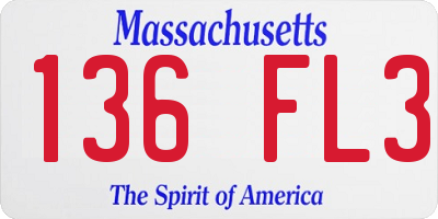 MA license plate 136FL3