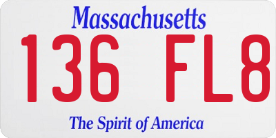 MA license plate 136FL8