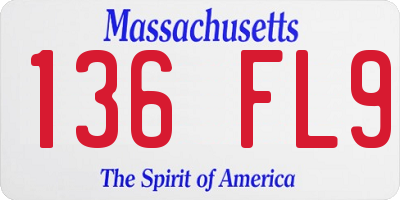 MA license plate 136FL9