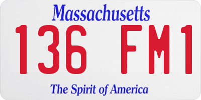 MA license plate 136FM1