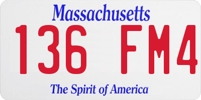 MA license plate 136FM4