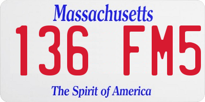 MA license plate 136FM5