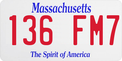 MA license plate 136FM7