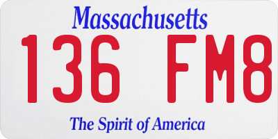 MA license plate 136FM8