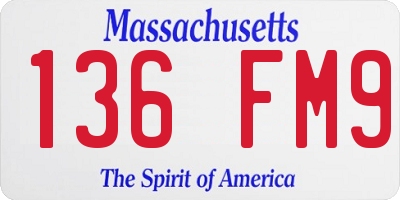 MA license plate 136FM9