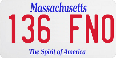 MA license plate 136FN0