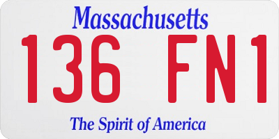 MA license plate 136FN1