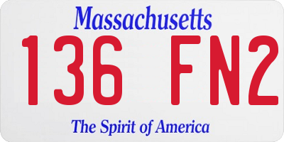 MA license plate 136FN2