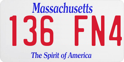MA license plate 136FN4
