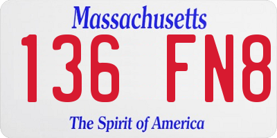 MA license plate 136FN8